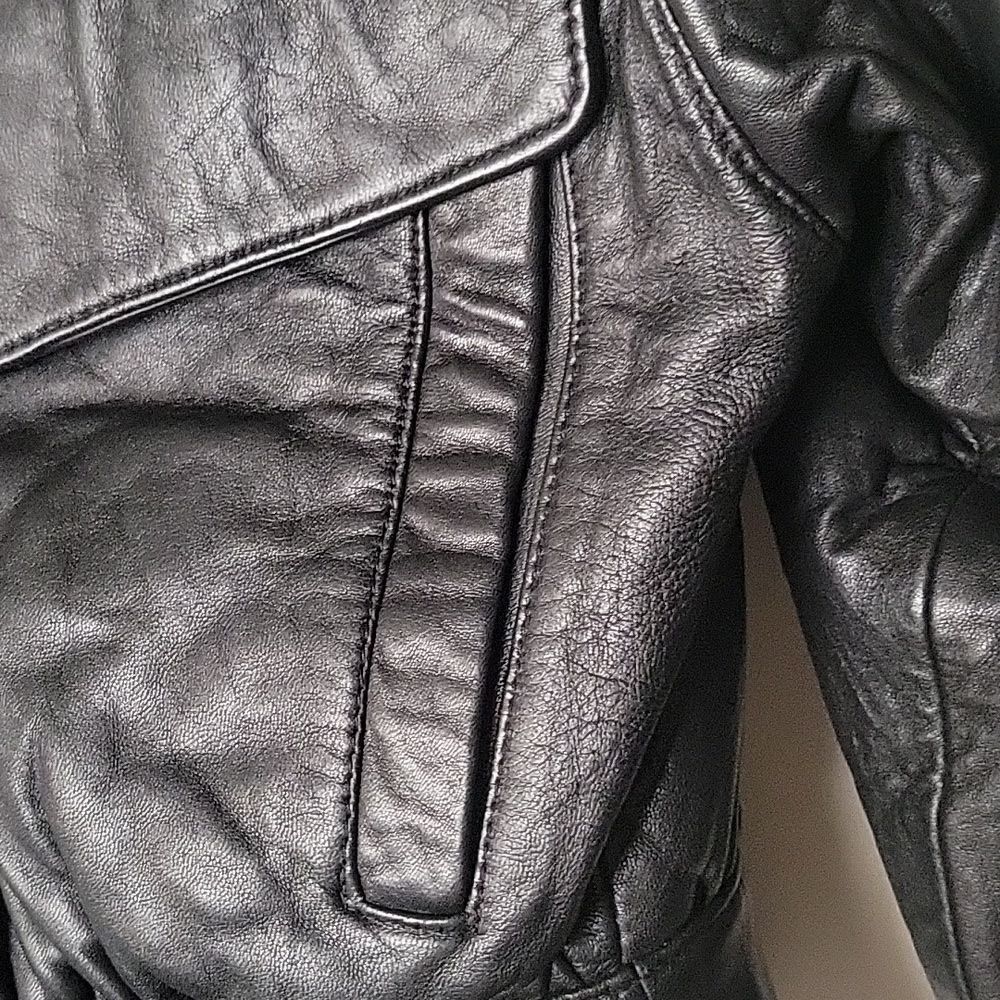 VTG Luis Alvear Womens P XS 80s  Leather Black Bomber Moto Biker Jacket Coat New - Picture 8 of 15
